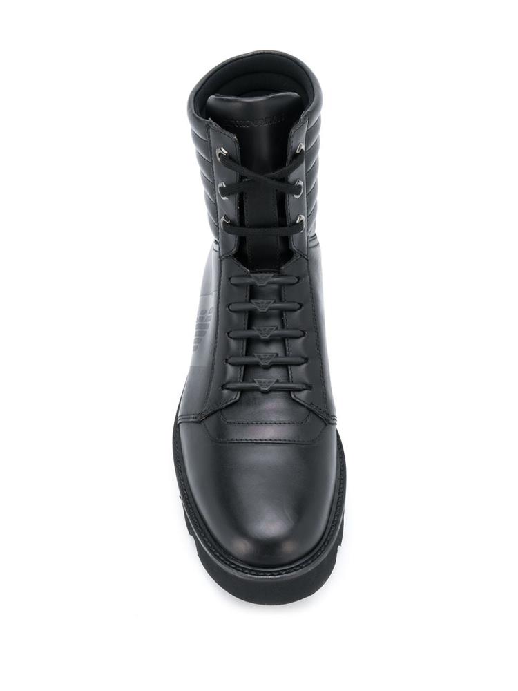 Black Men's Armani Emporio Lace Up Boots | KKJND25