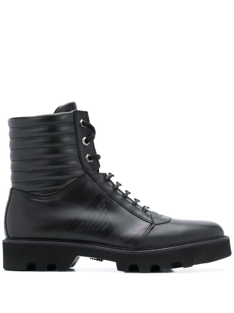 Black Men\'s Armani Emporio Lace Up Boots | KKJND25