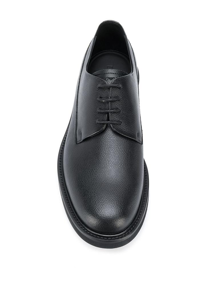 Black Men's Armani Emporio Lace Up Derby Shoes | SZPHMJH