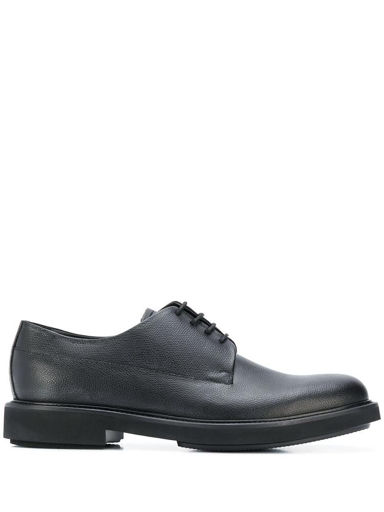 Black Men\'s Armani Emporio Lace Up Derby Shoes | SZPHMJH