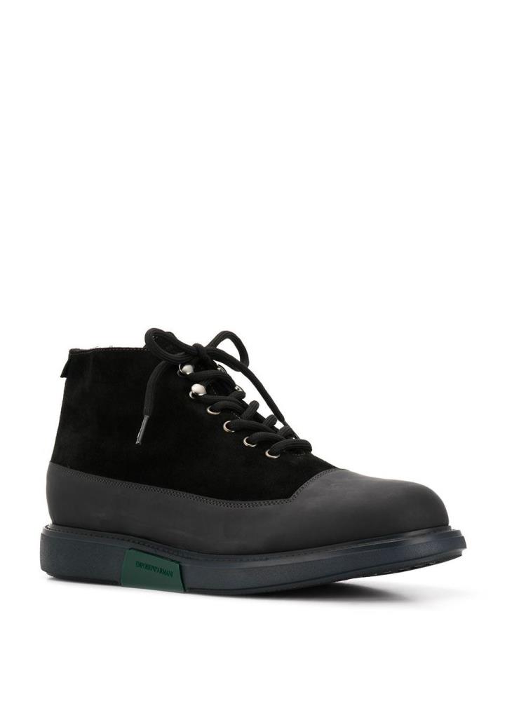 Black Men's Armani Emporio Lace Up Ankle Boots | XB372FH