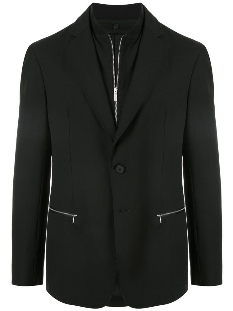 Black Men\'s Armani Emporio Layered Zipped Blazers | GV5PJ4I