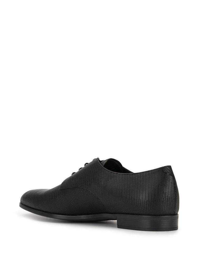 Black Men's Armani Emporio Lizard Effect Derby Shoes | 4CGJDX2