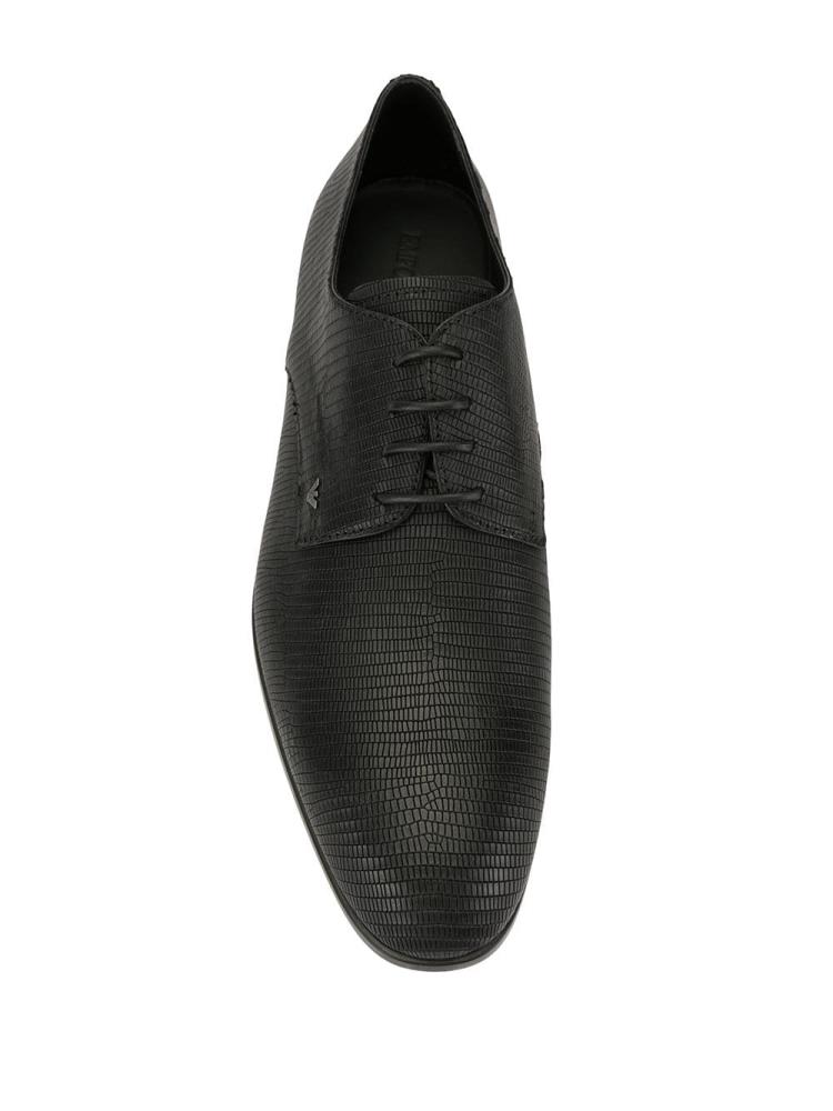 Black Men's Armani Emporio Lizard Effect Derby Shoes | 4CGJDX2