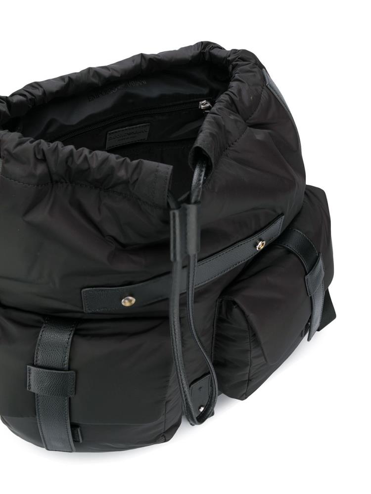 Black Men's Armani Emporio Logo Backpacks | JK9N82A