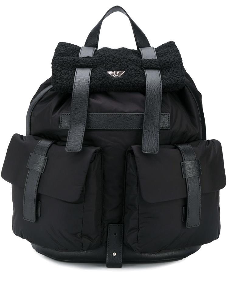 Black Men\'s Armani Emporio Logo Backpacks | JK9N82A