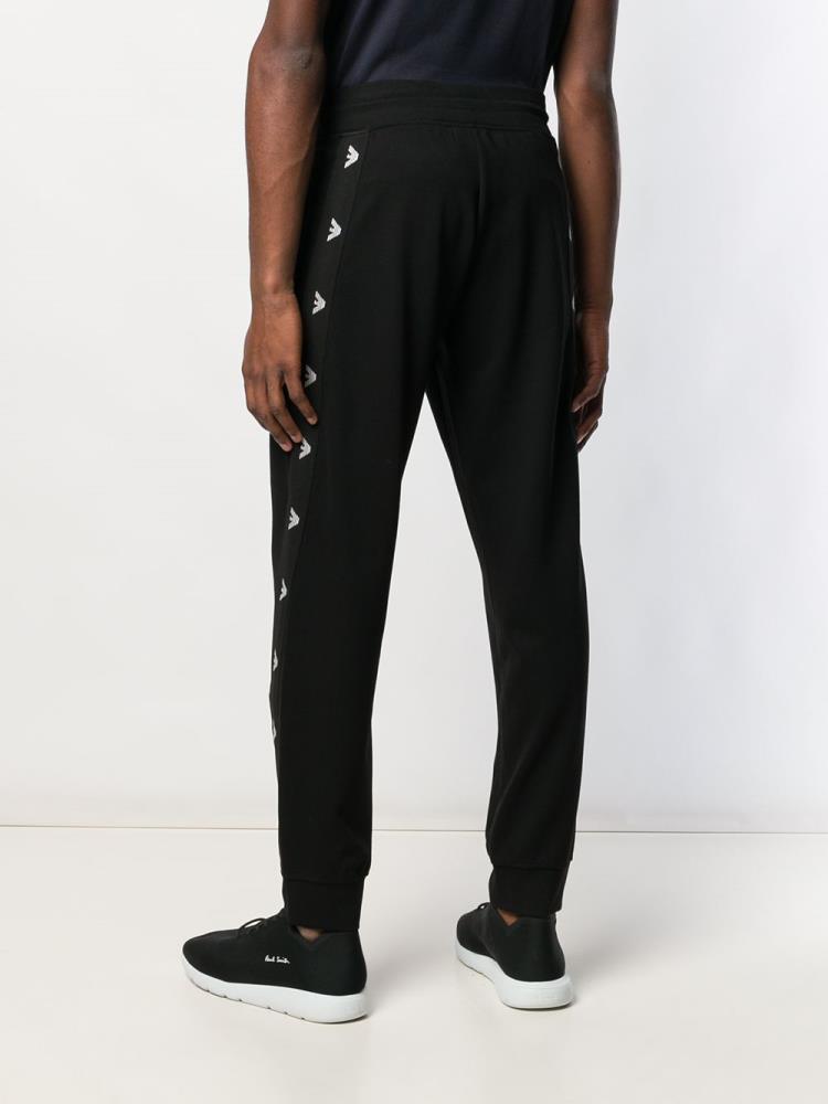 Black Men's Armani Emporio Logo Detail Track Pants | IZNGT9M