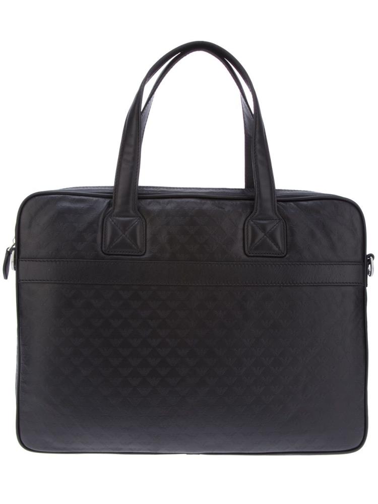 Black Men\'s Armani Emporio Logo Embossed Laptop Bags Bags | CN60XI9