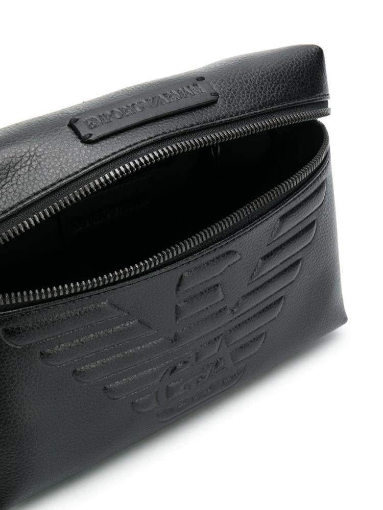 Black Men's Armani Emporio Logo Embossed Bags | G82VTKU