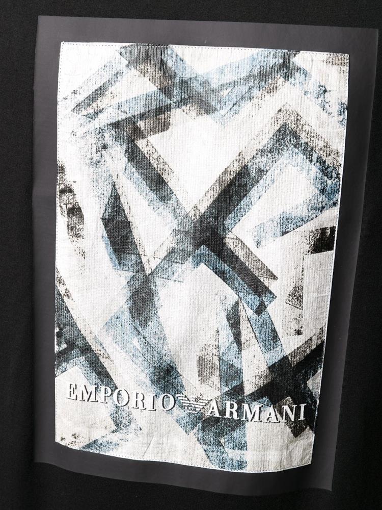 Black Men's Armani Emporio Logo Print T Shirts | 050Q1VO