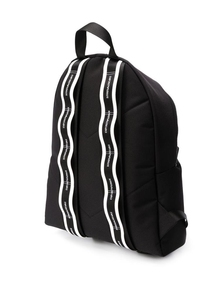 Black Men's Armani Emporio Logo Patch Backpacks | 0WSS95X