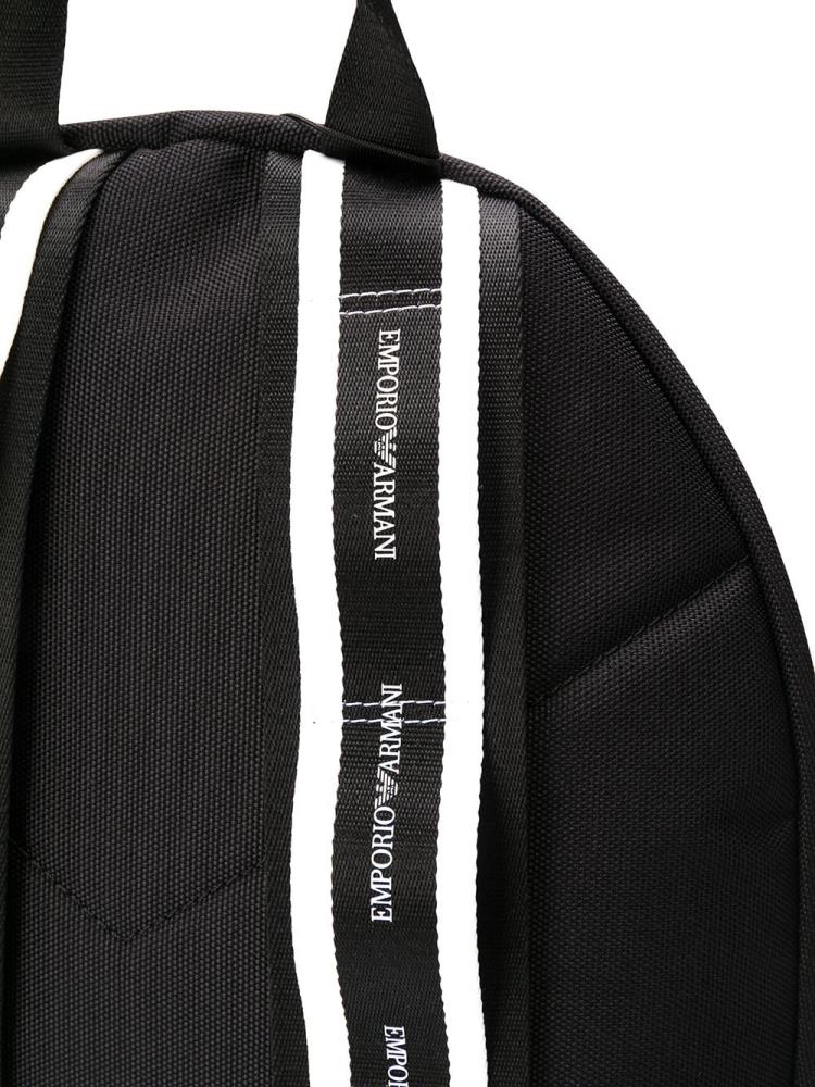 Black Men's Armani Emporio Logo Patch Backpacks | 0WSS95X