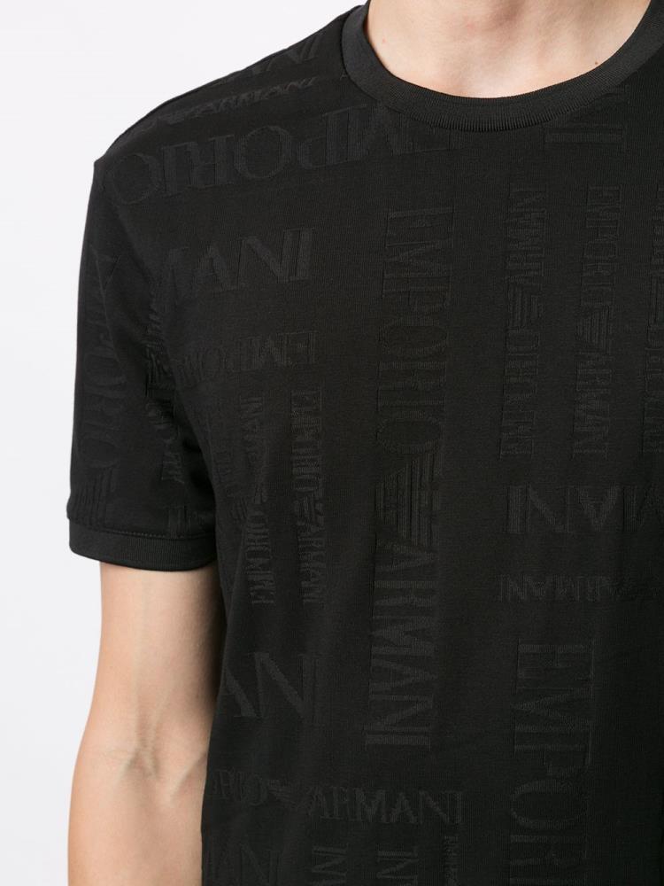 Black Men's Armani Emporio Logo Print T Shirts | DV8E3FV