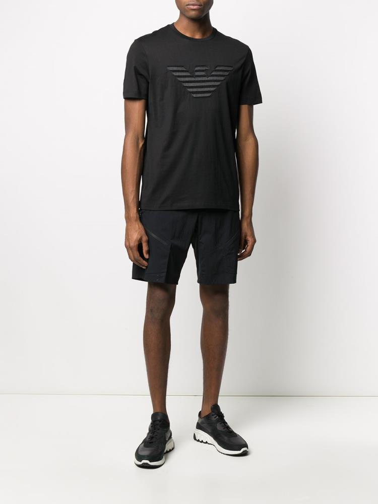 Black Men's Armani Emporio Logo Print T Shirts | EMIHJCE