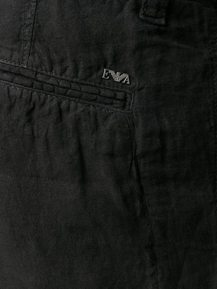 Black Men's Armani Emporio Logo Plaque Chino Shorts | HQGY08B