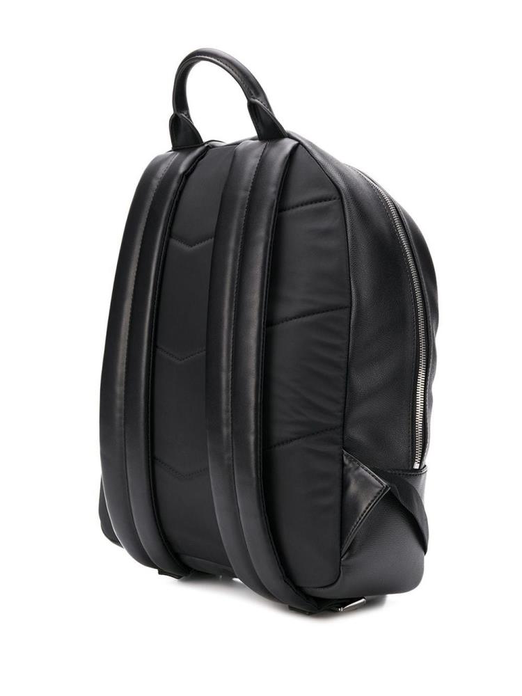 Black Men's Armani Emporio Logo Plaque Backpacks | IAM54J7