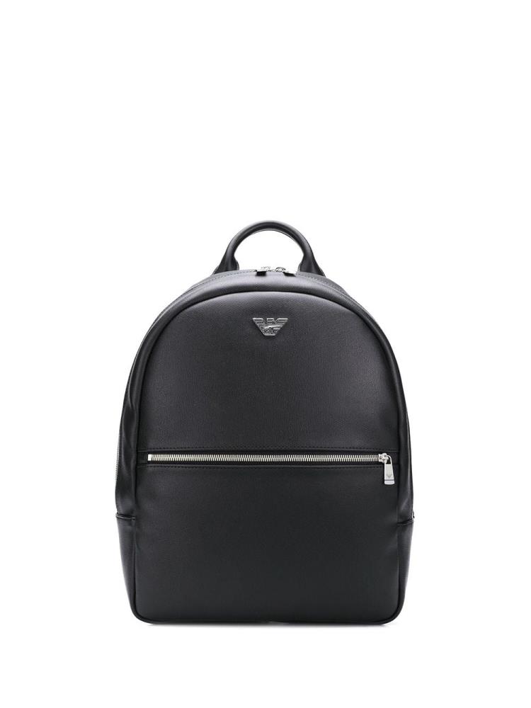 Black Men\'s Armani Emporio Logo Plaque Backpacks | IAM54J7