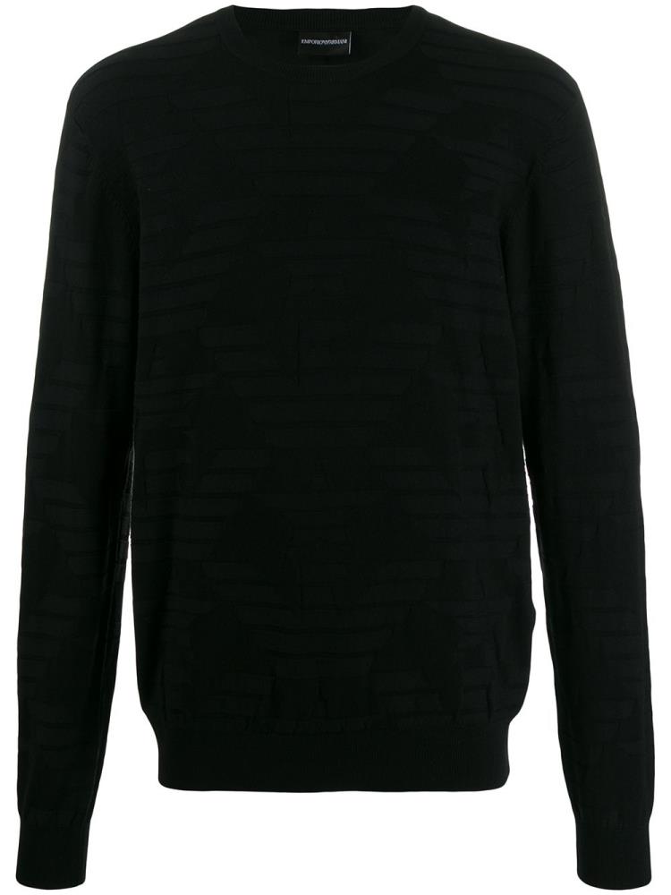 Black Men\'s Armani Emporio Logo Patterned Sweaters | LU6D011