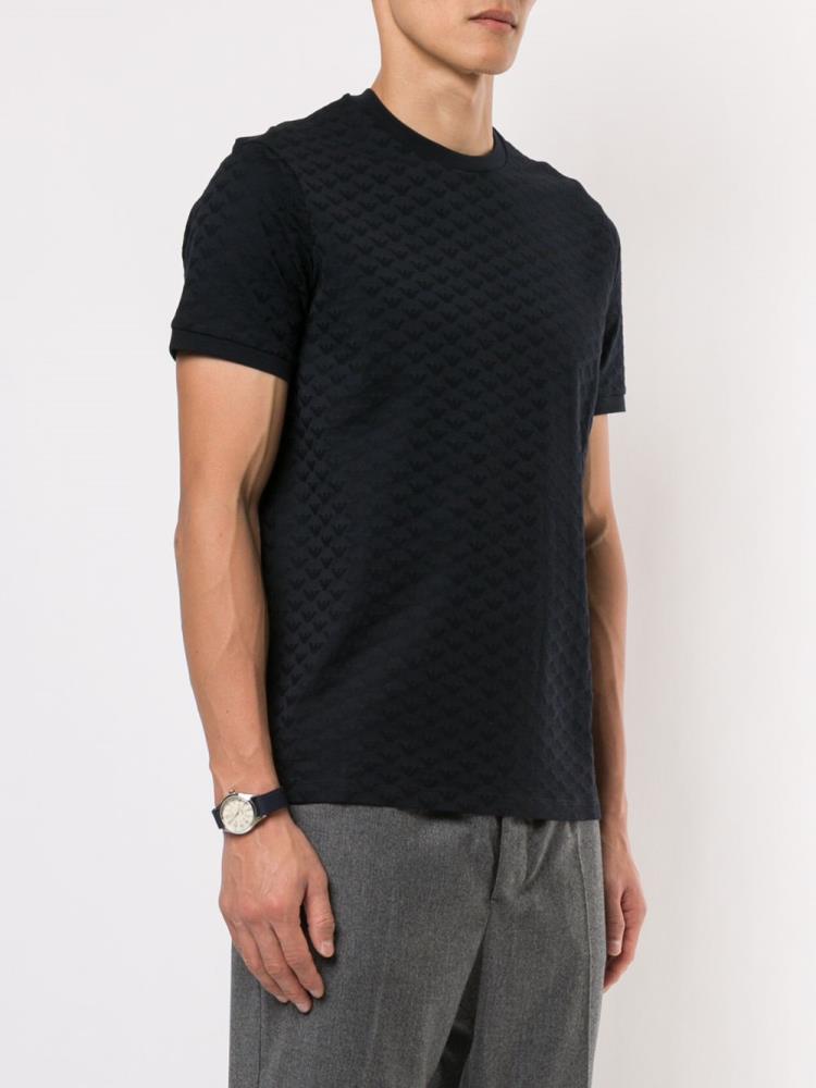 Black Men's Armani Emporio Logo Print T Shirts | OBUNVXJ