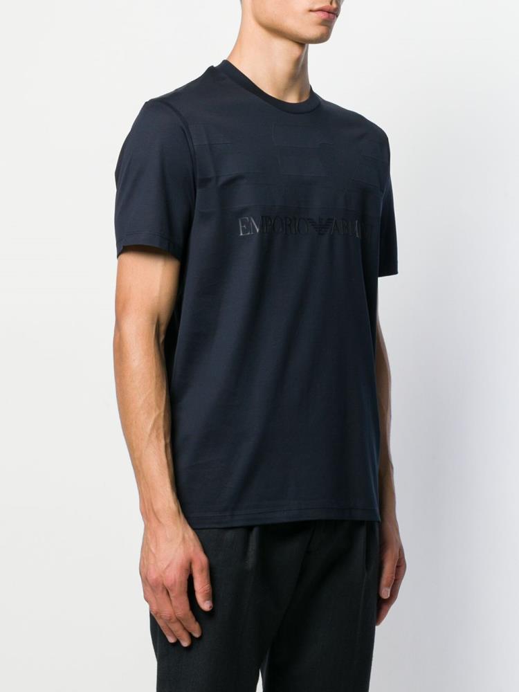 Black Men's Armani Emporio Logo Print T Shirts | UP7XXRP