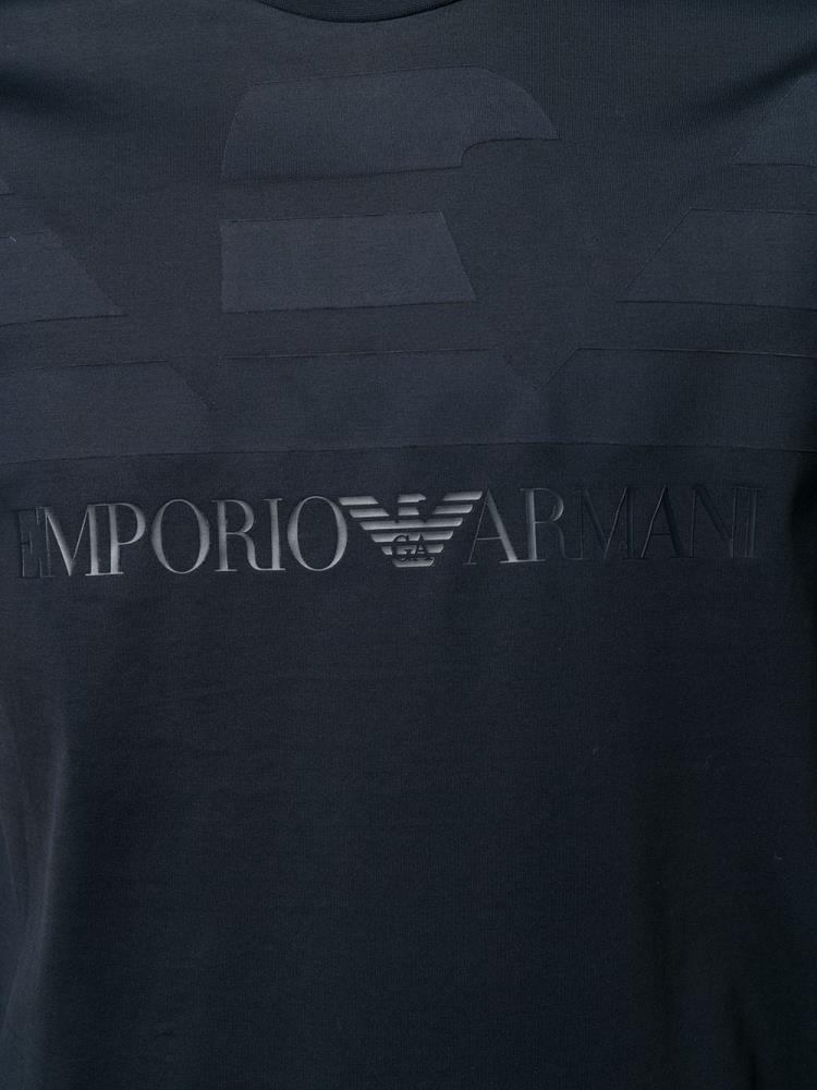 Black Men's Armani Emporio Logo Print T Shirts | UP7XXRP