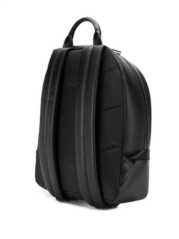 Black Men's Armani Emporio Logo Print Backpacks | YDQXKMS