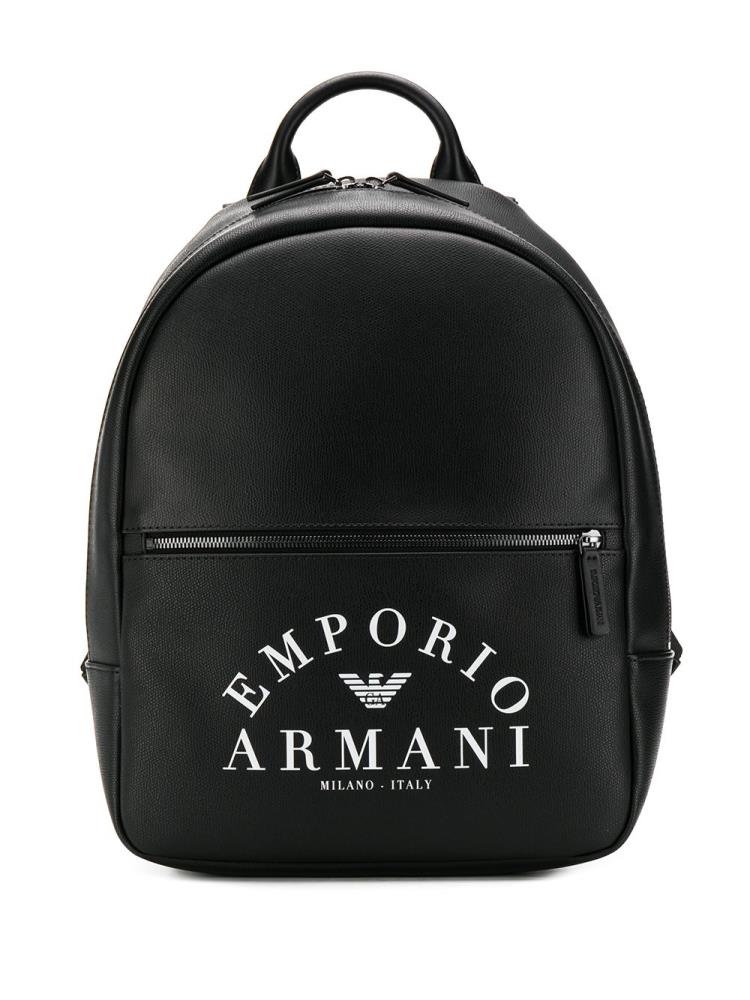 Black Men\'s Armani Emporio Logo Print Backpacks | YDQXKMS