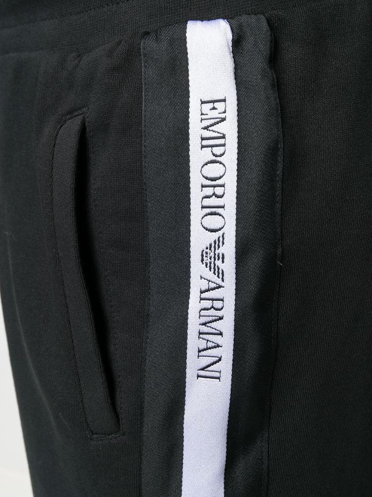 Black Men's Armani Emporio Logo Tape Track Pants | DNR13CW