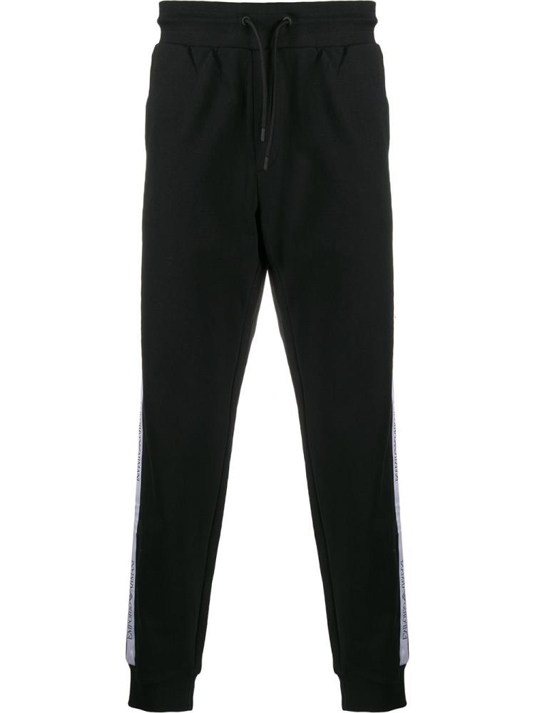 Black Men\'s Armani Emporio Logo Tape Track Pants | DNR13CW