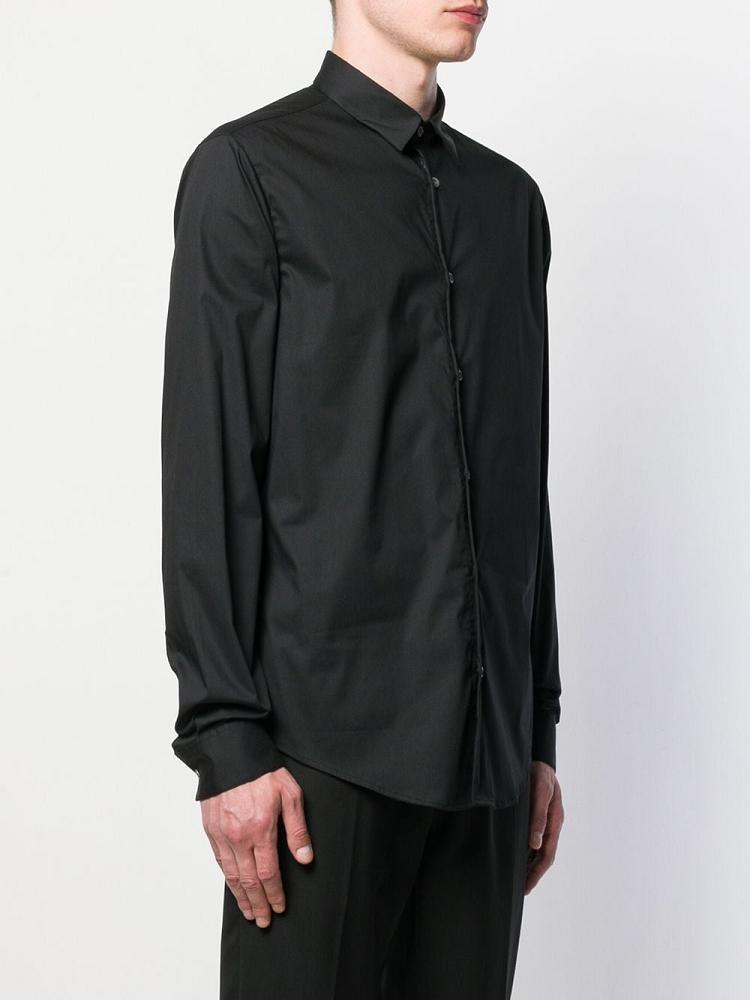 Black Men's Armani Emporio Long Sleeve Shirts | BIAKBF7