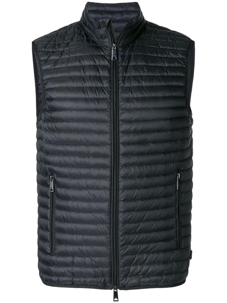 Black Men\'s Armani Emporio Padded Zip Up Gilet Vest | 2WF5SVQ