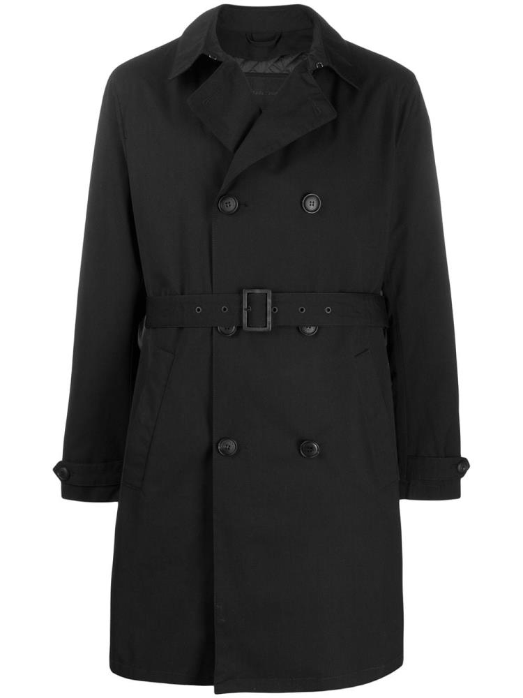 Black Men\'s Armani Emporio Padded Trench Coat Coats | XUH486X