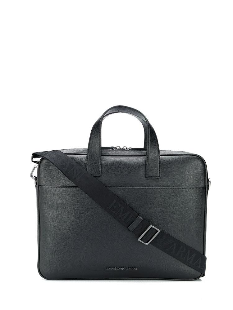 Black Men\'s Armani Emporio Plain Briefcase | NB357GA