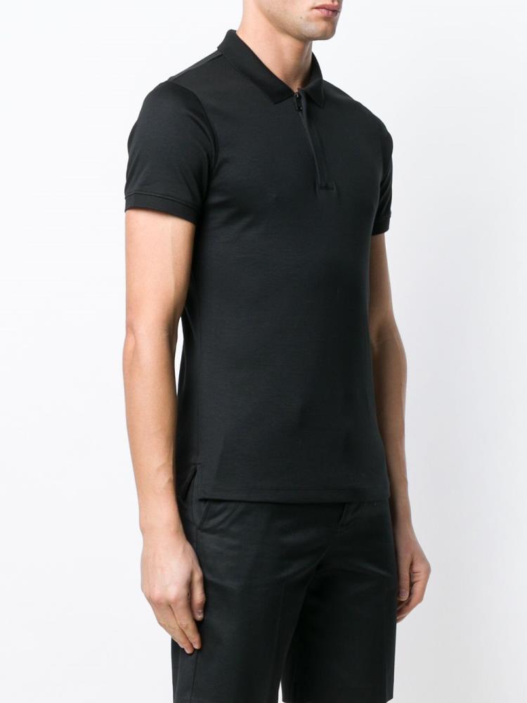 Black Men's Armani Emporio Plain Polo Shirts | R5BR84X