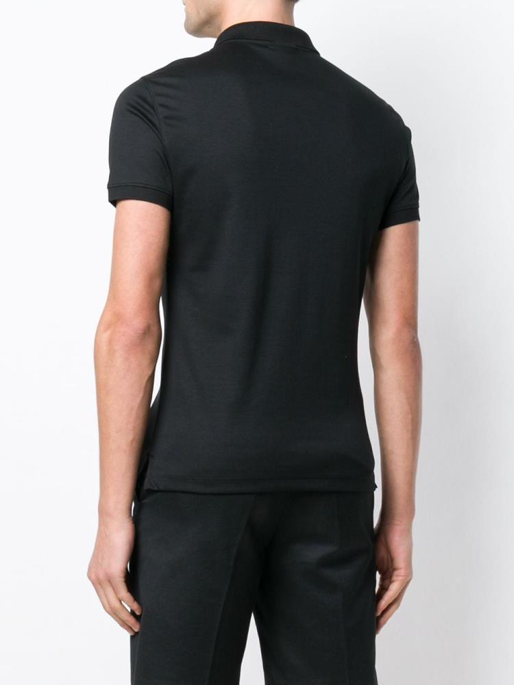 Black Men's Armani Emporio Plain Polo Shirts | R5BR84X