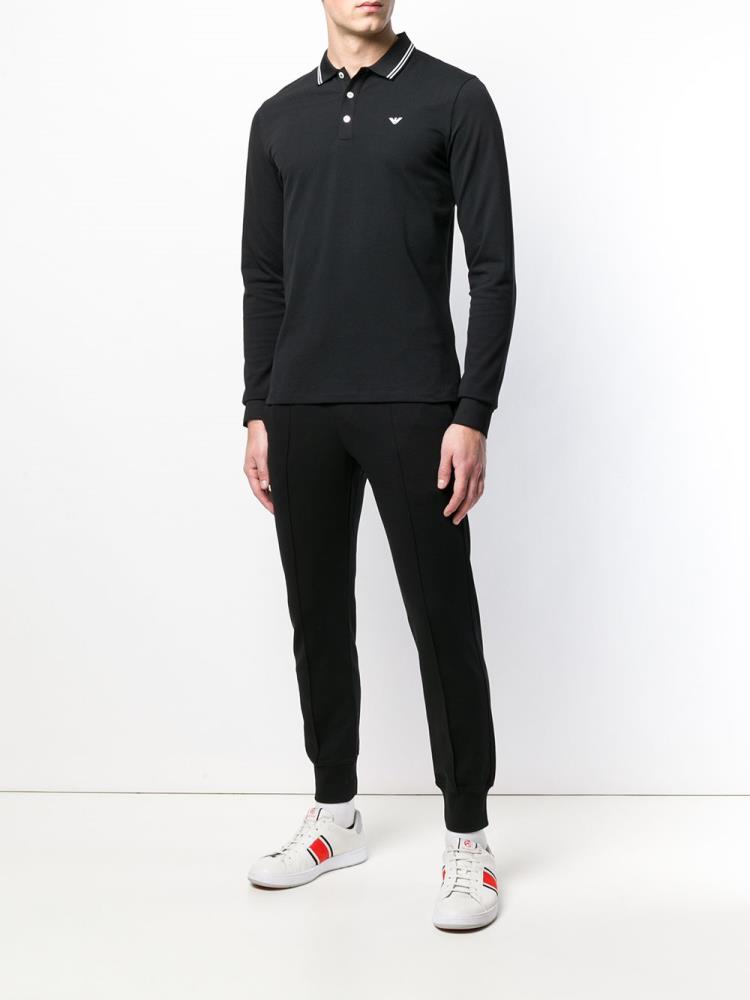 Black Men's Armani Emporio Polo Sweatshirts | OH8DHYK