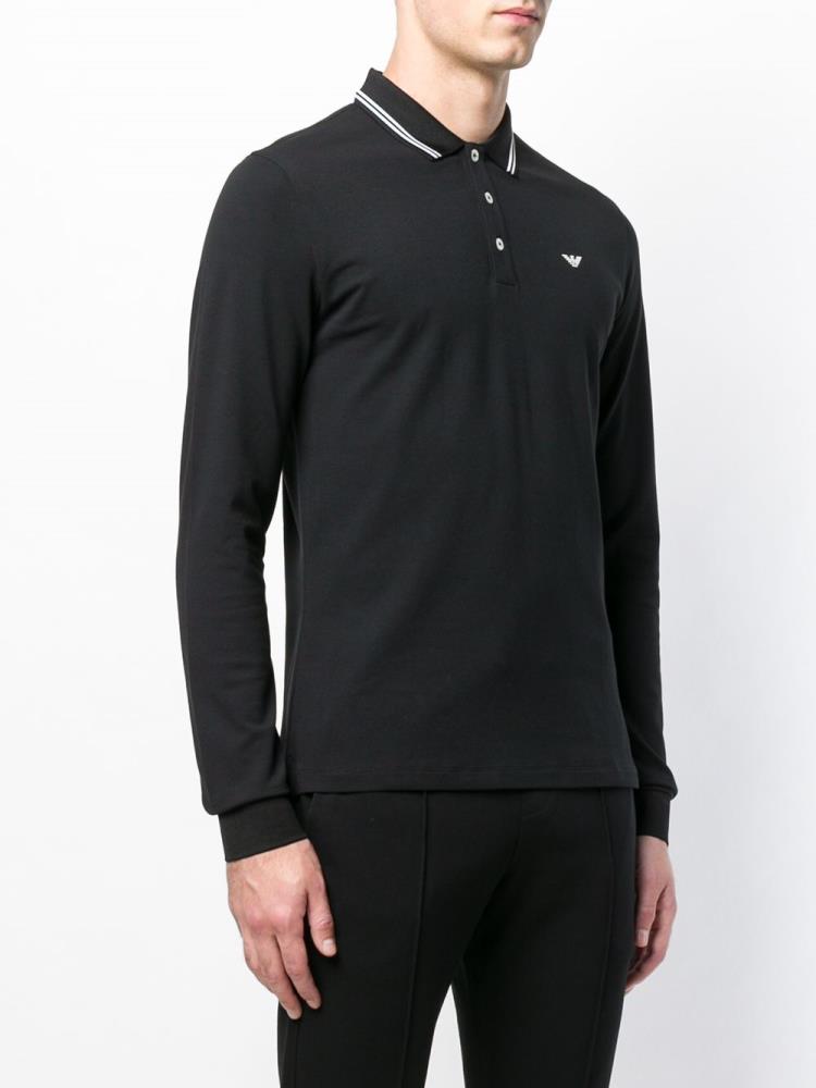 Black Men's Armani Emporio Polo Sweatshirts | OH8DHYK