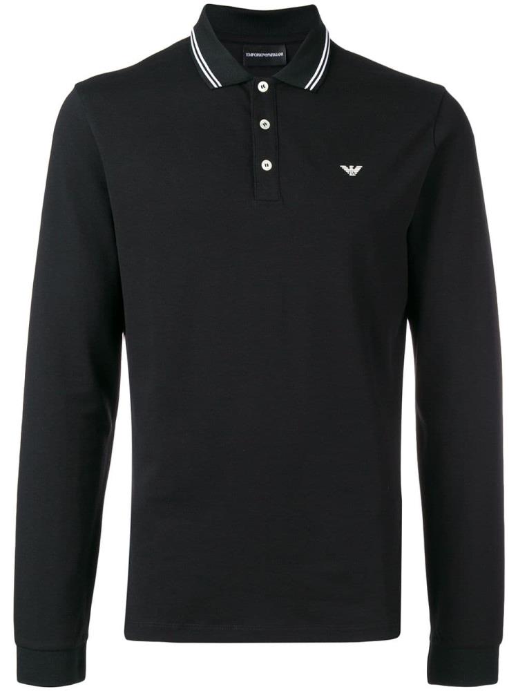 Black Men\'s Armani Emporio Polo Sweatshirts | OH8DHYK