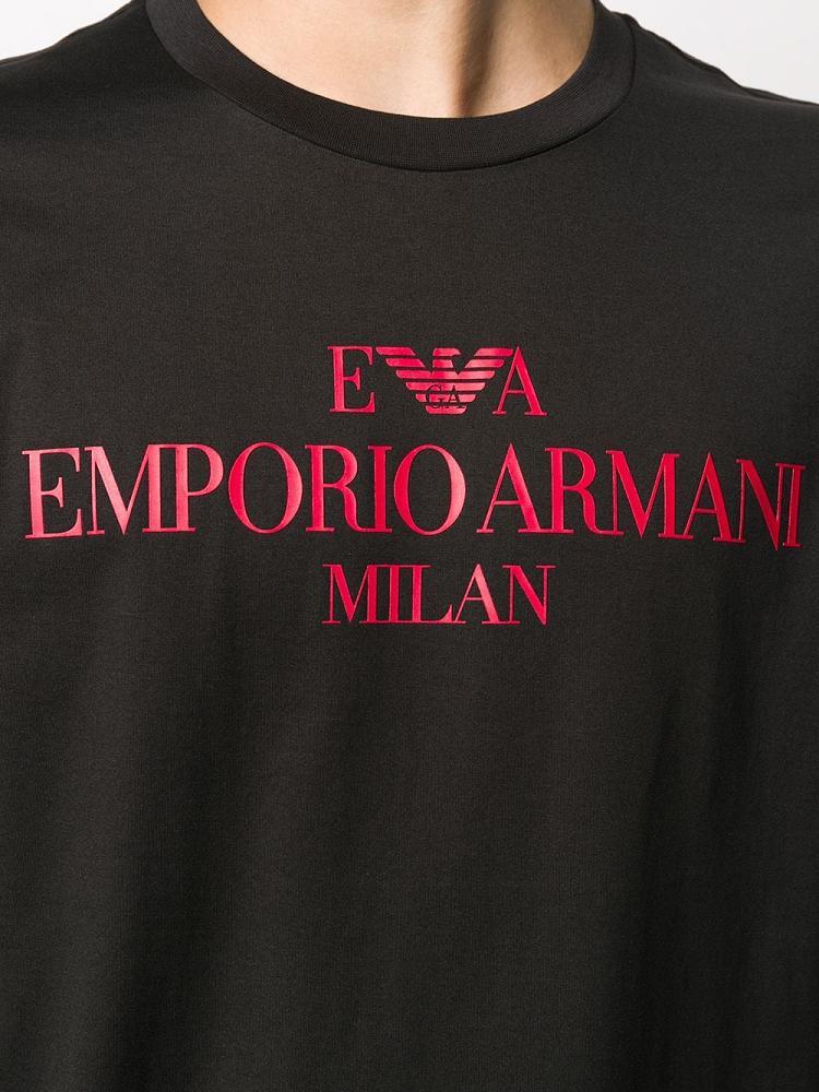 Black Men's Armani Emporio Printed Logo T Shirts | GQCP5S6