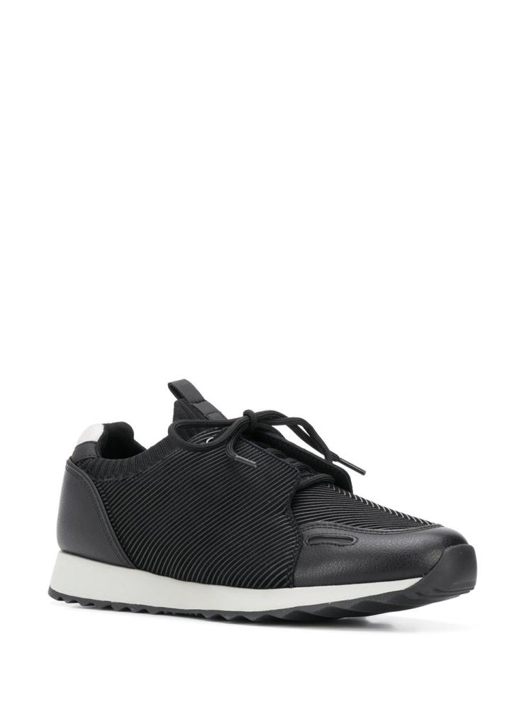 Black Men's Armani Emporio Ribbed Panel Sneakers | YL5JUG0