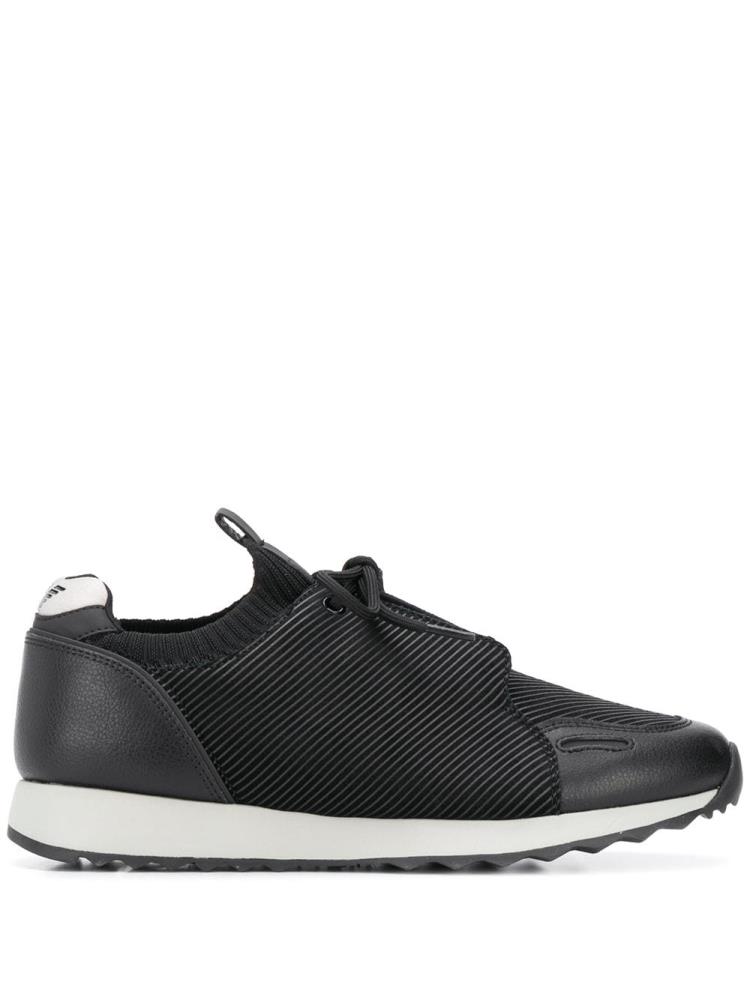 Black Men\'s Armani Emporio Ribbed Panel Sneakers | YL5JUG0