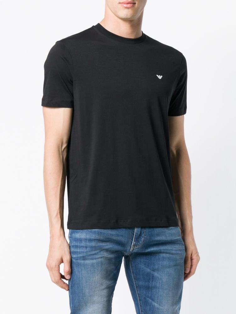 Black Men's Armani Emporio Round Neck T Shirts | S63T7O8