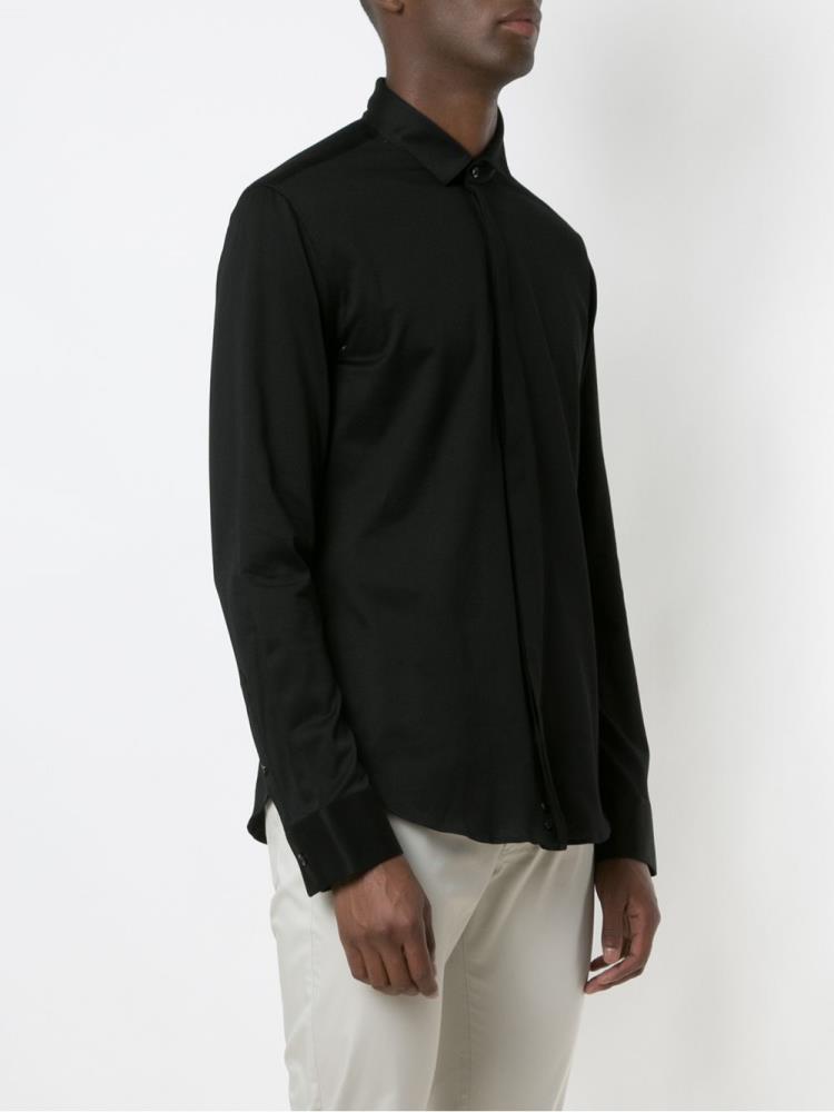 Black Men's Armani Emporio Slim Fit Shirts | 80JRRCD