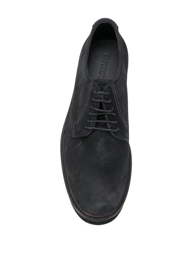 Black Men's Armani Emporio Smooth Lace Up Shoes Shoes | HS2U2YY