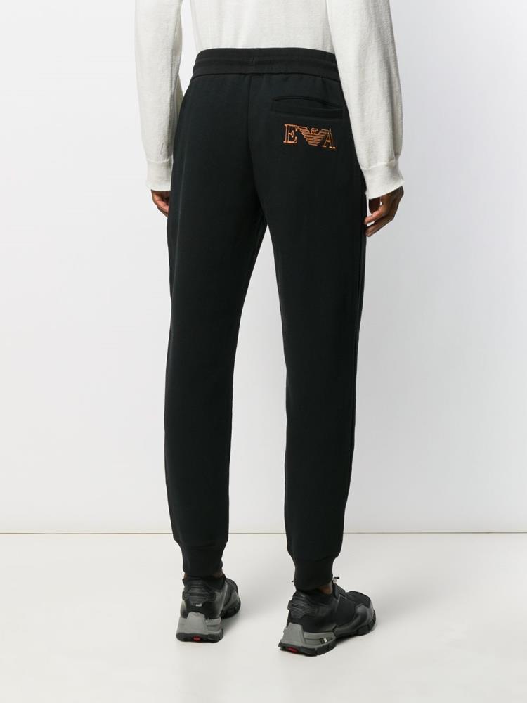 Black Men's Armani Emporio Star Motif Track Pants | DOPWJIS