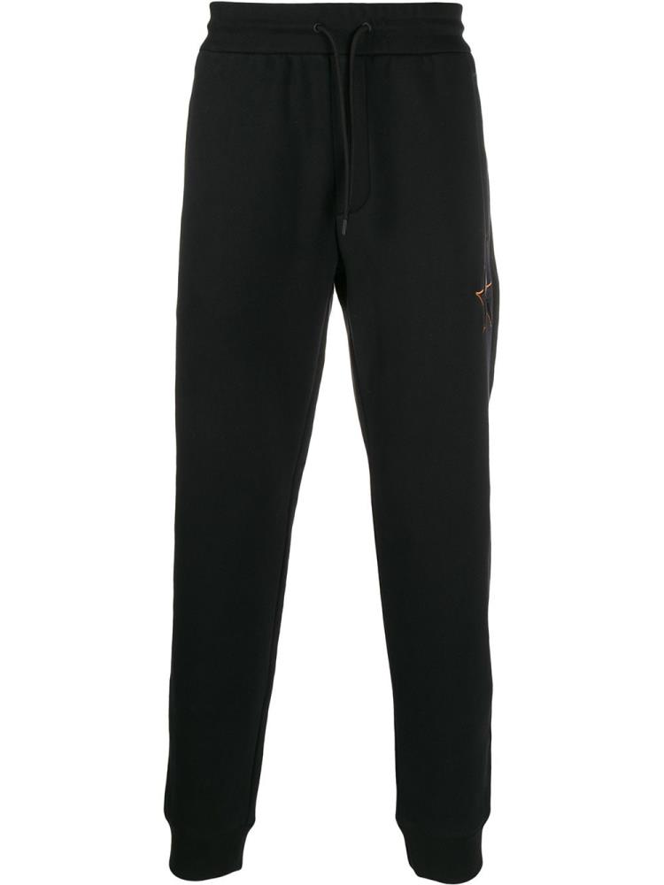 Black Men\'s Armani Emporio Star Motif Track Pants | DOPWJIS