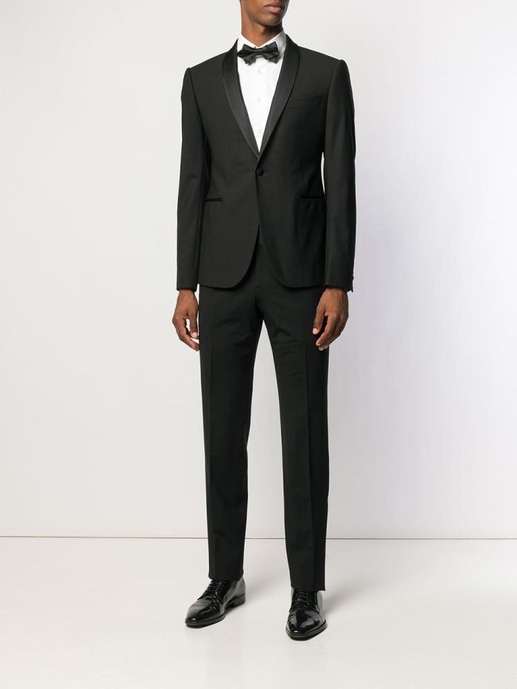 Black Men's Armani Emporio Stretch Wool Tuxedo Suits | G1L3IXK