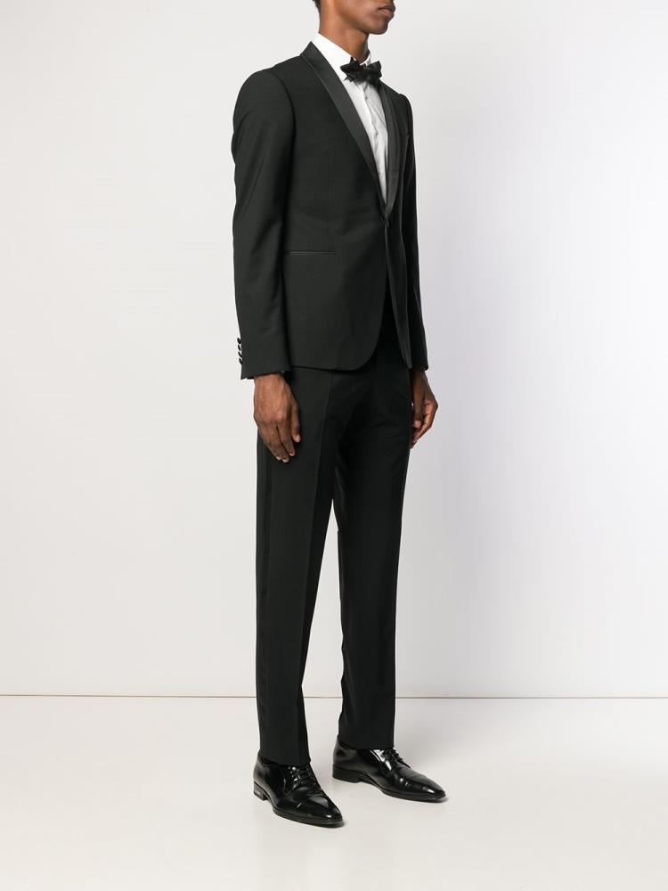 Black Men's Armani Emporio Stretch Wool Tuxedo Suits | G1L3IXK