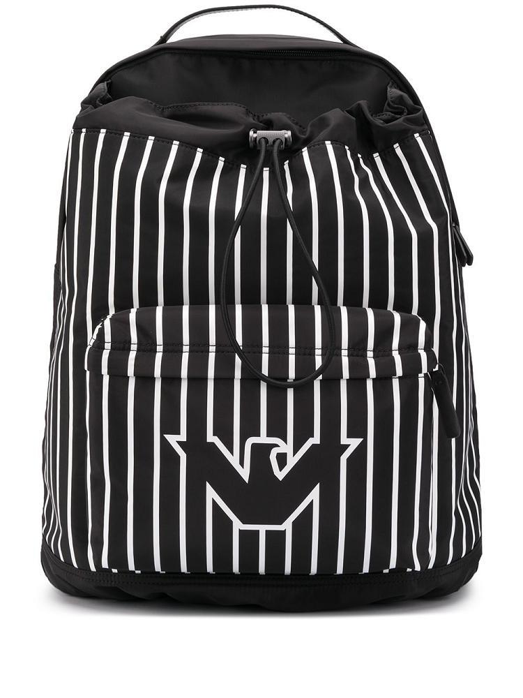 Black Men\'s Armani Emporio Striped Logo Print Backpacks | DV3TSPJ