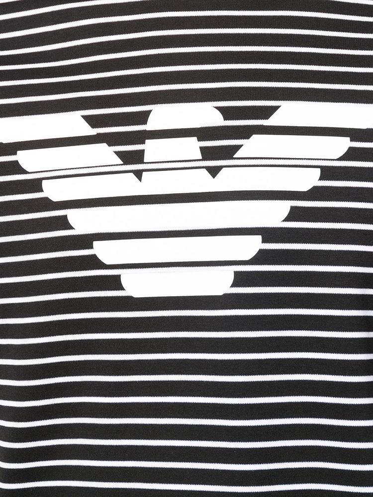 Black Men's Armani Emporio Striped Logo Print T Shirts | WX13BOH